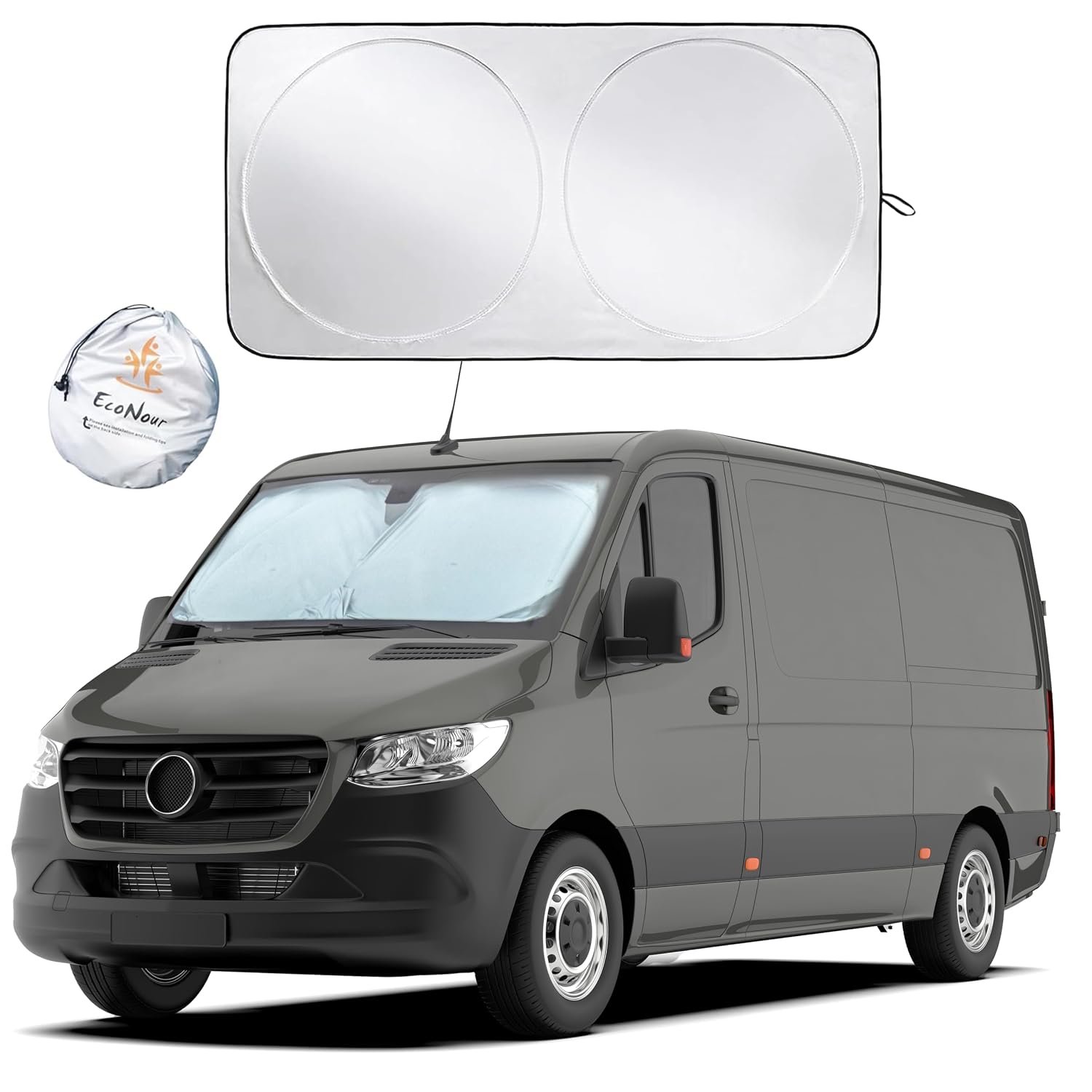 EcoNour Car Windshield Sun Shade - Blocks UV Rays Sun Visor Protector, Sunshade To Keep Your Vehicle Cool And Damage Free,Easy To Use,Fits Windshields of Various Size (X-Large-67.7 x 37 inches)