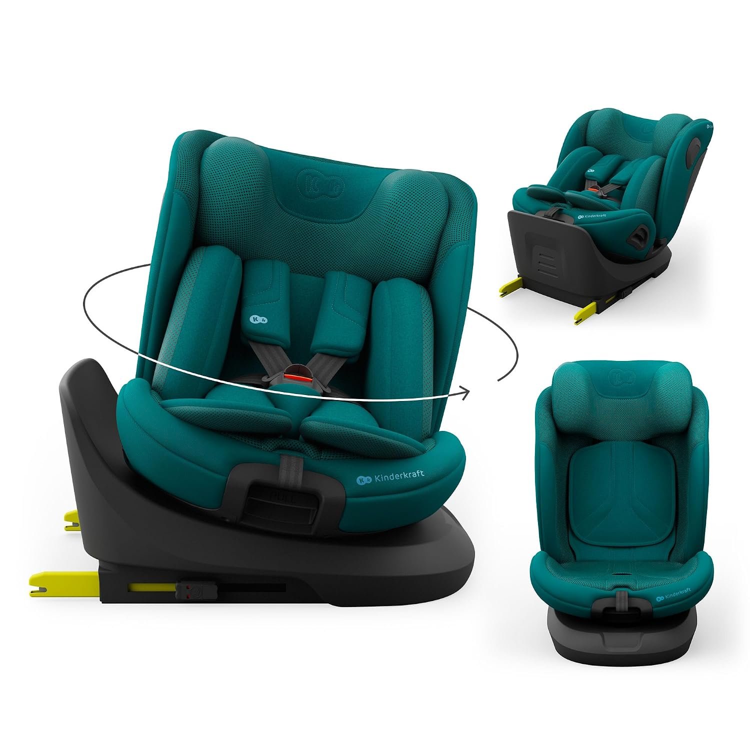 Kinderkraft I-Grow 2 PRO Child Car Seat, I-Size 40-150 cm, 360 Degree Rotation, Isofix, Base Station, RWF and FWF, Special Safety Systems, Easy to Clean, from Birth Group 0/1/2/3 0-36 kg, Green