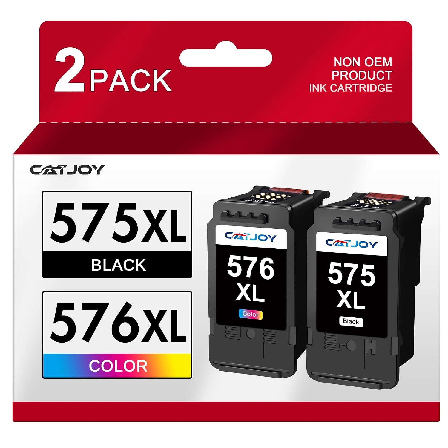 CATJOY PG-575XL CL-576XL Ink Cartridges,575XL 576XL Printer Cartridges Replacement for Canon 575 576 Ink Cartridges for Canon PIXMA TS3550i TR4750i TR4755i TS3750i TR4751i Printer (1*Black, 1*Colour)