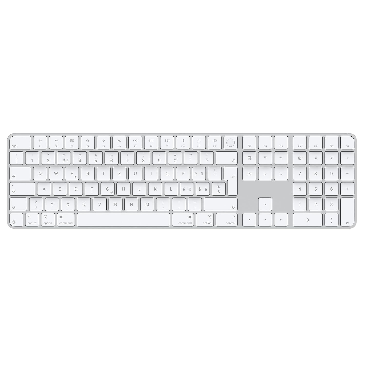 Apple Magic Keyboard with Touch ID and Numeric Keypad for Mac models with Apple silicon - Swiss - White Keys 