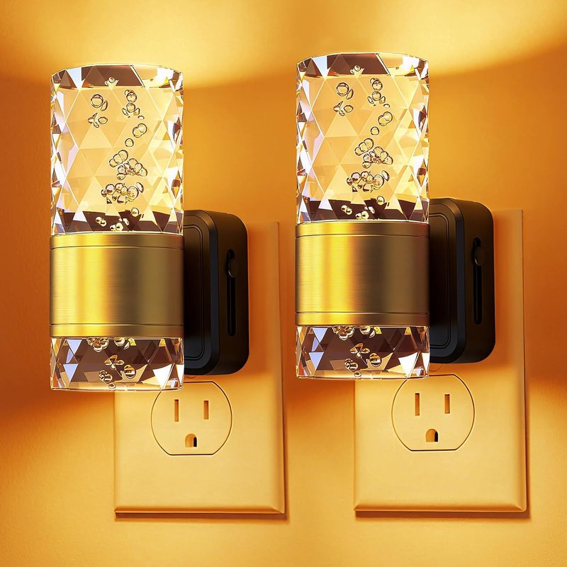 PKBD Night Light Plug in Wall with Dusk to Dawn Sensor, Adjustable 100LM Brightness & 3000K Warm White Light, Automatic Plug in Night Light for Bedroom, Hallway, Stairs, Bathroom, Toddler, 2 Pack
