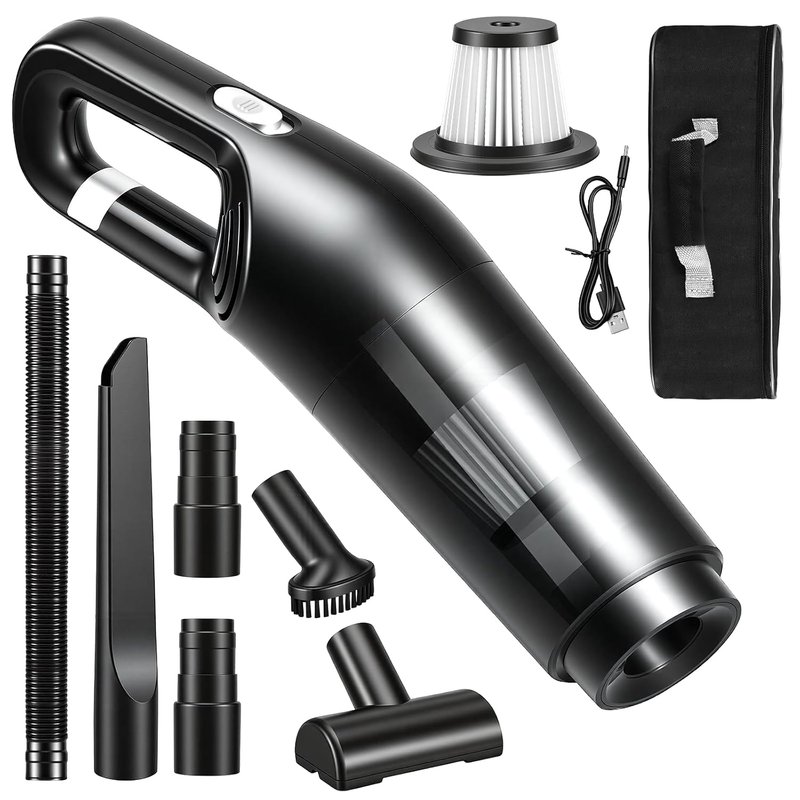 omxa Handheld Vacuum Cleaner, 10000Pa Powerful Suction Portable Lightweight Hand Held Vacuum Cleaner Cordless, Rechargeable Battery for Car, Home, Pet Hair, Black
