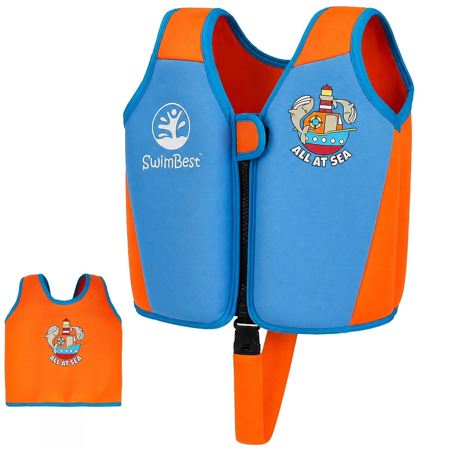 SwimBest Swim Vest - For Baby, Toddler & Kids. Adjustable Buoyancy Swim Jacket, ideal for pools/beaches/holidays & Learning to Swim (All at Sea III, S (Up to 3 Years/Up to 19kg))