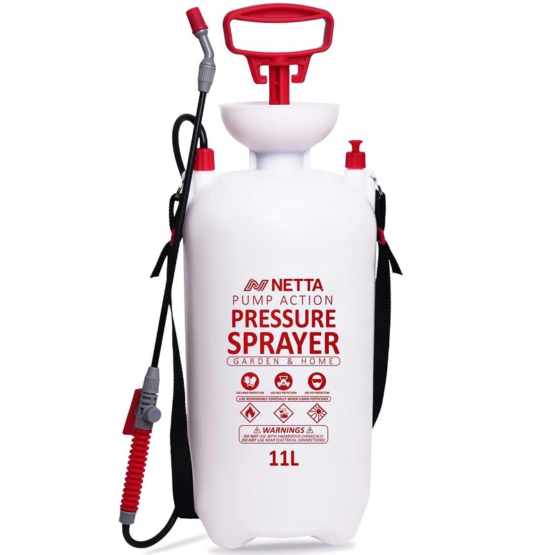 NETTA Garden Sprayer 11L - Weed Killer Sprayer Pump with Adjustable Mist Spray Bottle Nozzle - Pressure Pump Spray Bottle for Plants, Fertilizer, Pesticides, Fungicides, Patio & Car Cleaning