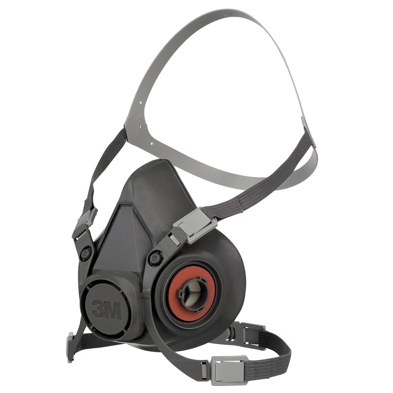3M Half Face Mask Respirator, Reusable, Large, Grey, L