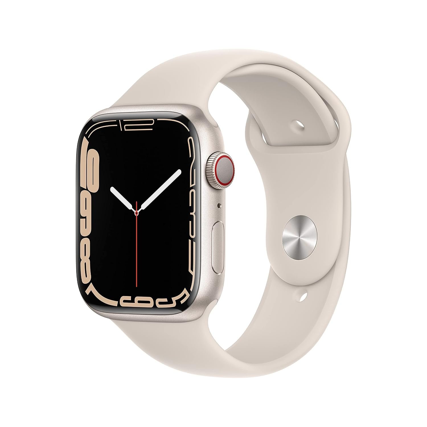 Apple Watch Series 7 (GPS + Cellular, 45MM) Starlight Aluminium Case with Starlight Sport Band (Renewed)