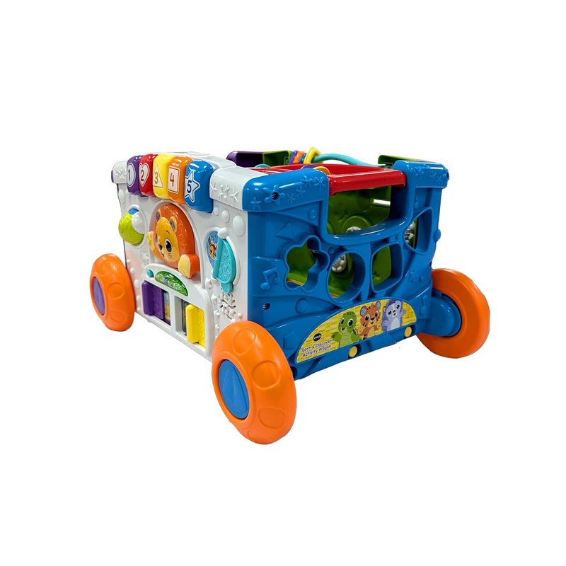 VTech Baby Sort & Discover Activity Wagon, Pull Along Light-up Activity Panel with Manipulatives, Animals, Numbers & Colours, Interactive Toy, Gift for Toddler 12, 18, 24 months +, English version