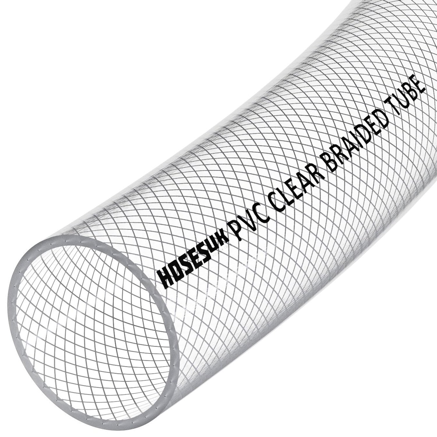 32mm (1 1/4") ID PVC Clear Reinforced Braided Air, Water, Oil, Gas, Food Flexible Plastic Hose Tube 29 Metres