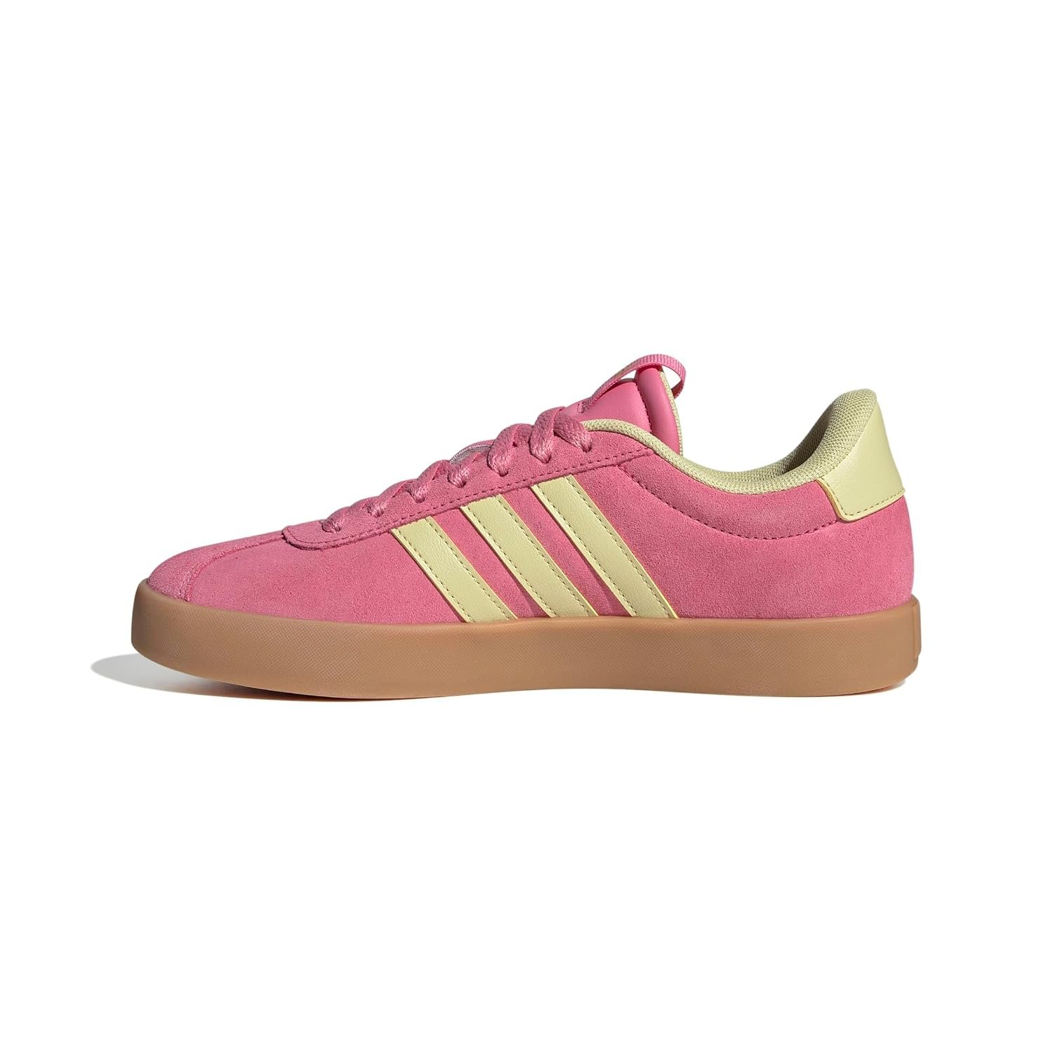 adidas Women's VL Court 3.0 Sneaker, Pink Fusion/Powder Yellow/Gold Metallic, 4 UK