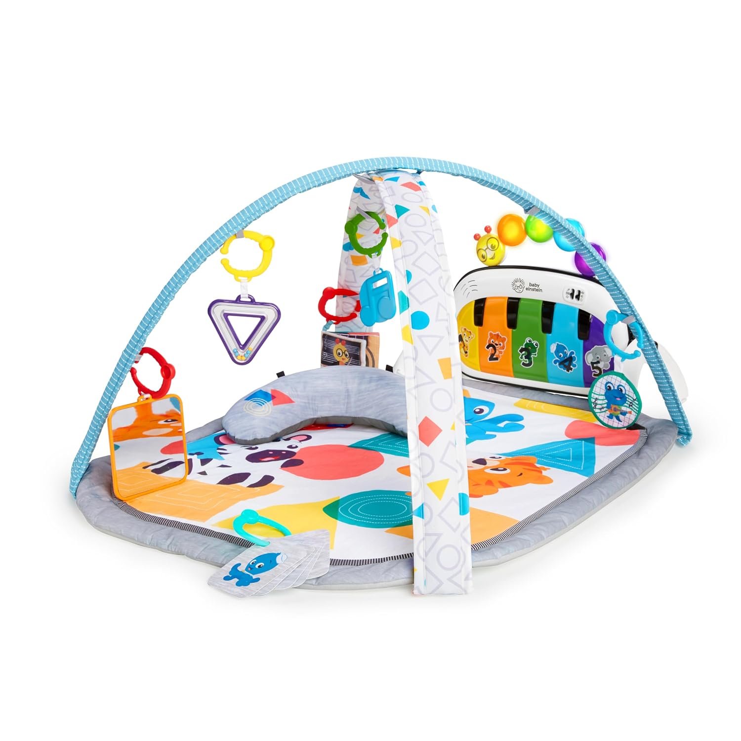 Baby Einstein 4-in-1 Kickin Tunes Play Gym, Tummy Time Baby Play Mat with Kick Piano, Music & Language Discovery, Sensory Toys, Lights & Sounds, for Newborns & Up