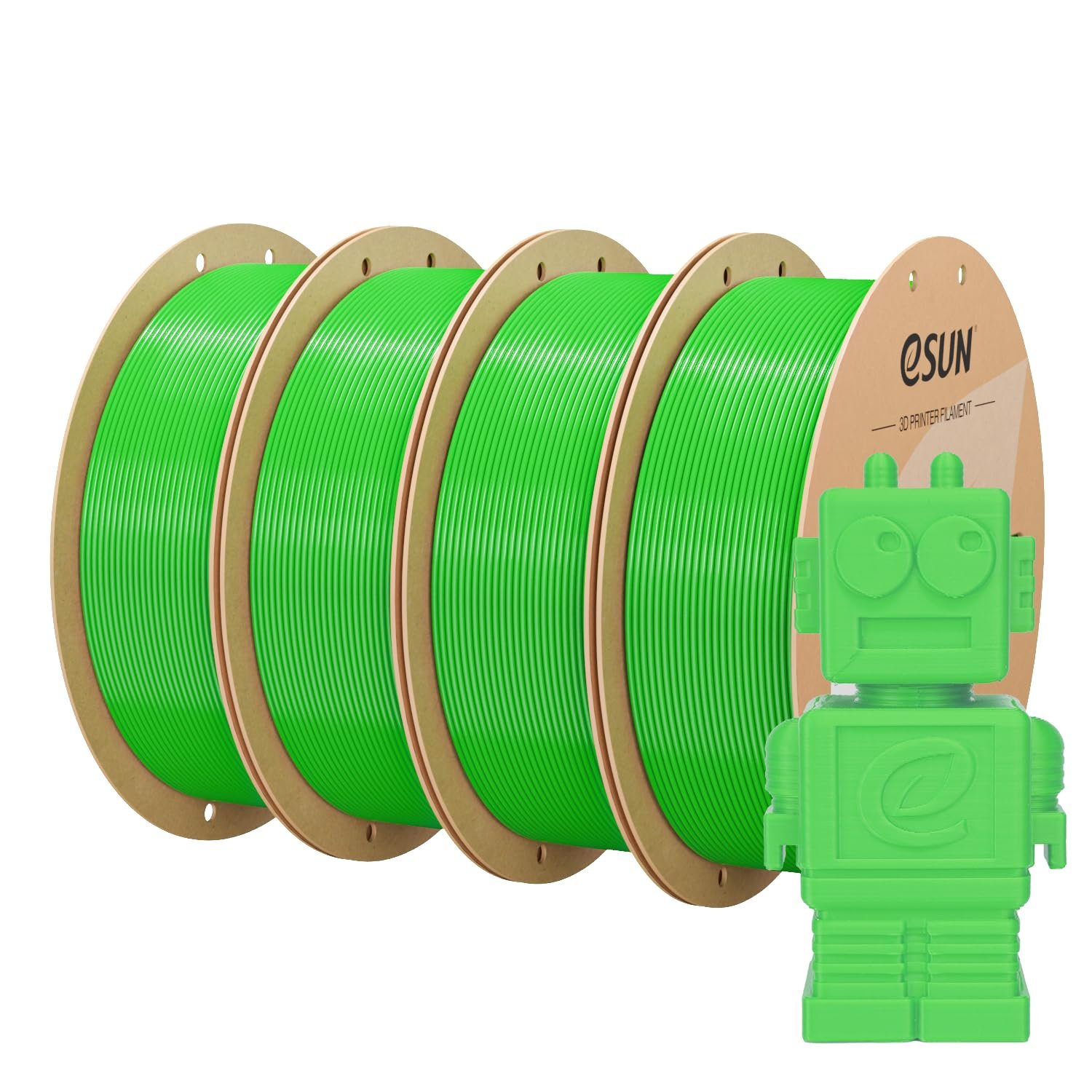 eSUN PLA Filament 1.75mm, PLA Basic 3D Printing Filament Dimensional Accuracy +/- 0.05mm, 1KG per Spool, 4 Spools for 3D Printers,Green
