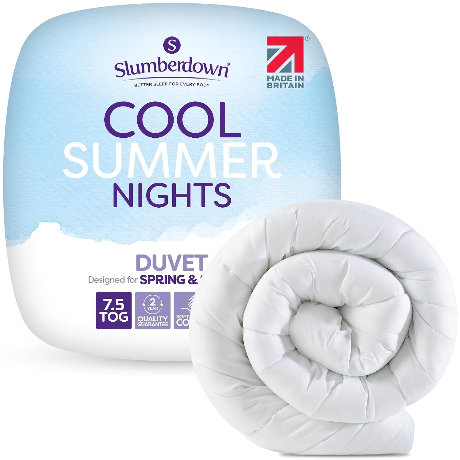 Slumberdown Cool Summer Nights 7.5 Tog King Size Duvet - Lightweight & Breathable UK Made King Size Quilt, Non-Allergenic & Washable | Perfect Summer Duvet for Hot Nights (225 x 220cm)