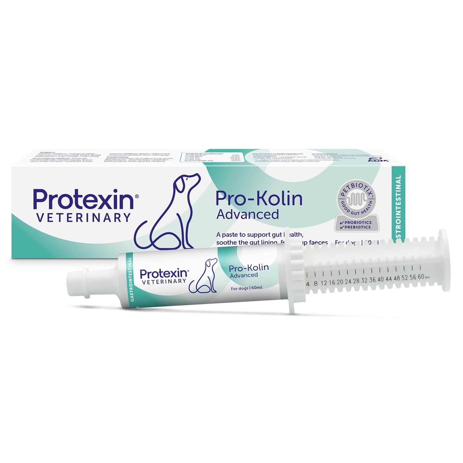 Protexin Veterinary Pro-Kolin Advanced for Dogs – Advanced Probiotic & Prebiotic Digestive Paste – Firms Stools, Soothes Gut Lining & Supports Microbiota Balance – 60ml Syringe