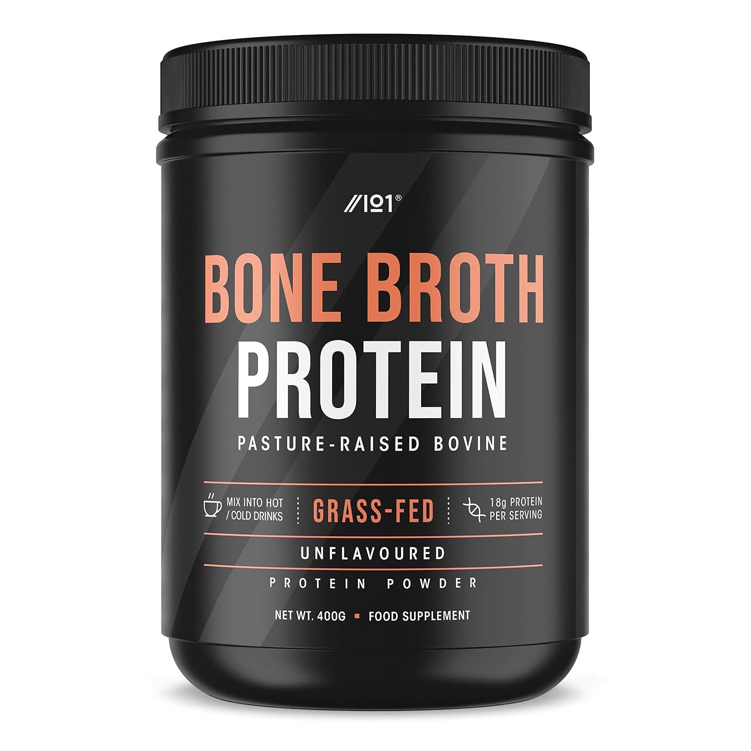 Bone Broth Beef Protein Powder - 400g - Unflavoured - 100% Grass-Fed & Pasture Raised Beef (20 Day Supply) by Alpha01
