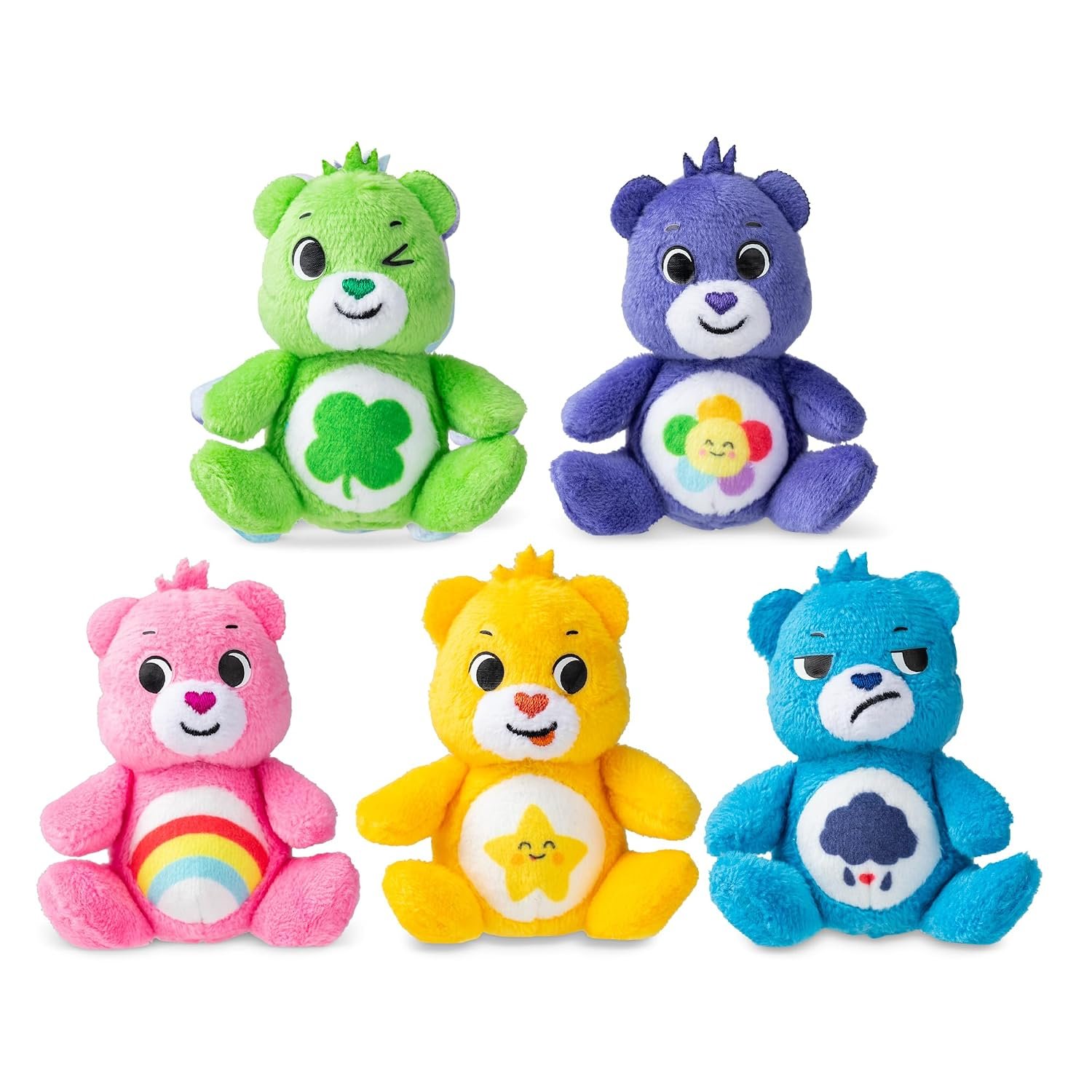 Basic Fun Care Bears Micro Plush 5 Pack, Collectable Mini Teddies for Boys & Girls 4+, Soft Toy Gift Set Featuring Cheer, Grumpy, Good Luck, Harmony & Laugh-A-Lot Bears