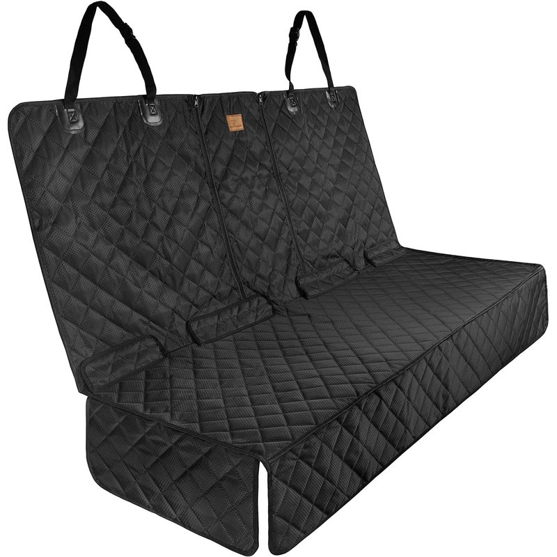 ipuppy Premium Waterproof Car Seat Cover/Protector for Dogs with Armrest Opening - Quilted, Scratch Proof and Non-Slip - Isofix-Compatible - 45 x 133cm (Black)