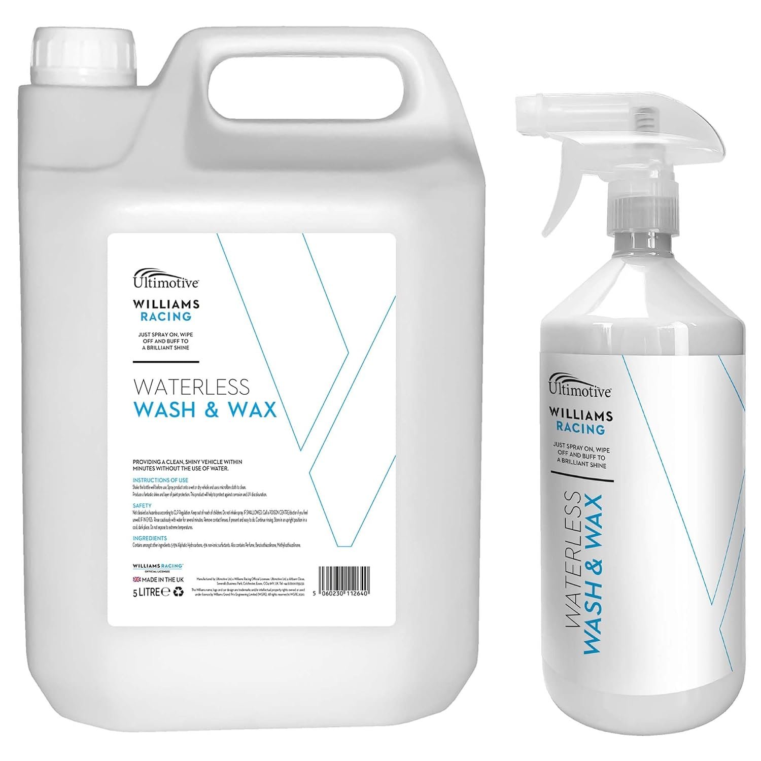 Williams Racing Waterless Wash and Wax Car Cleaning kit 1L + 5L re-fill bottle