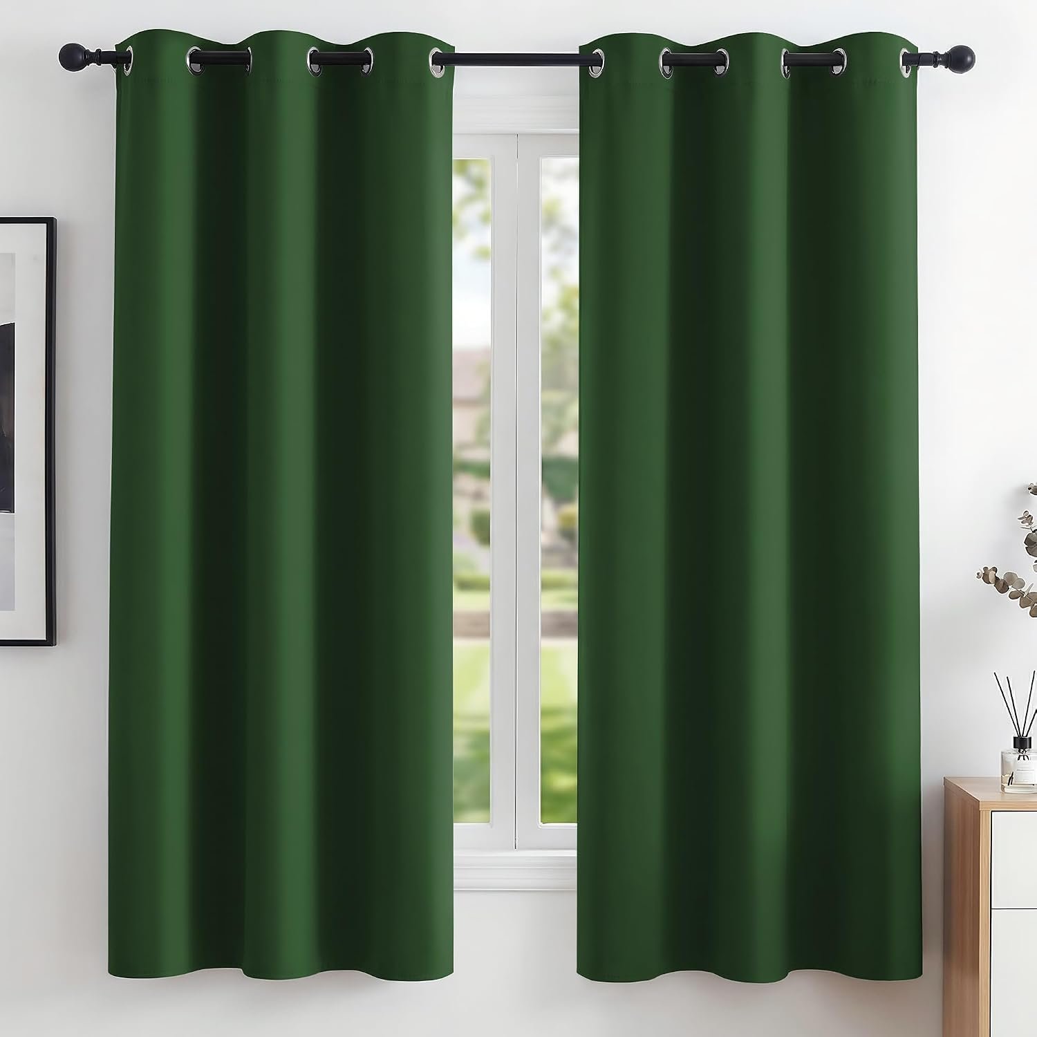 Deconovo Super Soft Blackout Curtains Thermal Insulated Curtains Eyelet Curtains for Baby Nursery Forest Green W42 x L63 Inch One Pair