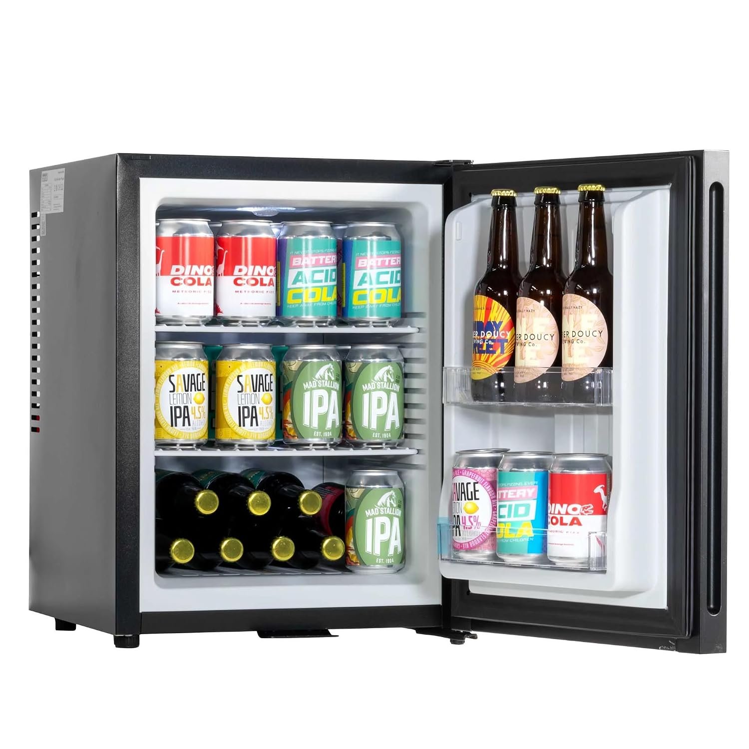 Dellonda Baridi 35L Ultra Quiet Drinks & Wine Mini Cooler Fridge with LED Light, Black - DH58