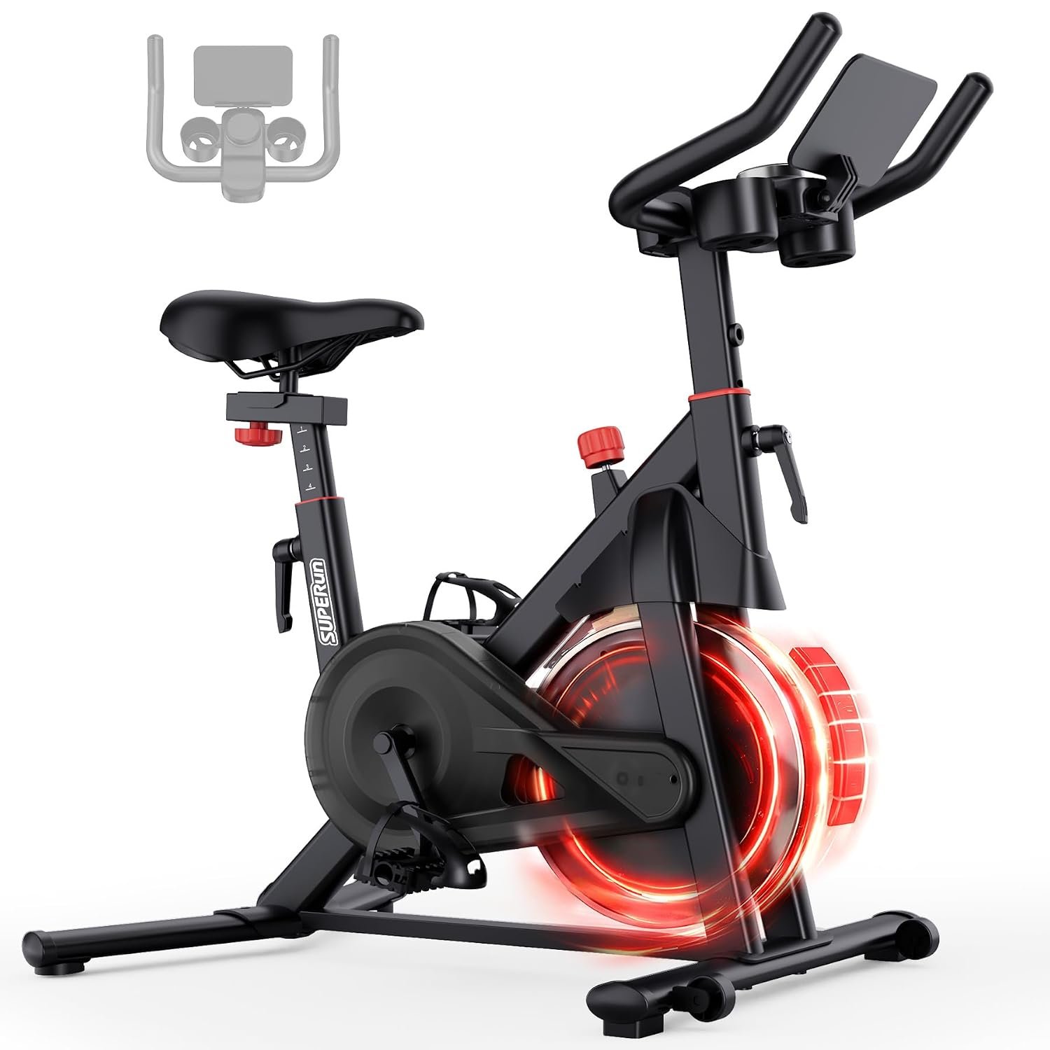 Superun Exercise Bike for Home Use Spin Bike with Adjustable Magnetic Resistance, Stationary Bike with LCD Display and APP, 136 kg Weight Capacity