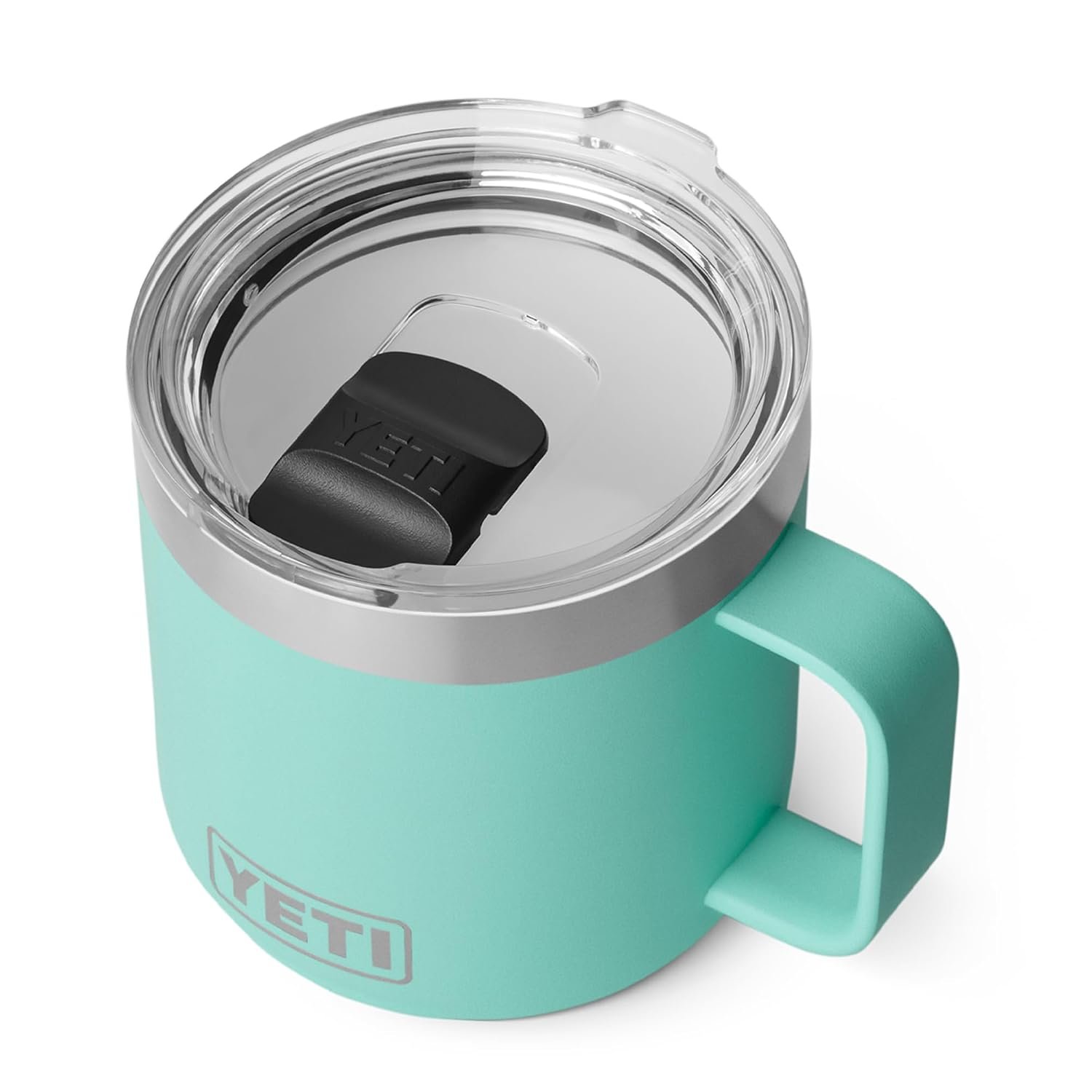 YETI Rambler 14 oz (414 ml) Stackable Mug with Durasip Ceramic Lining, Stainless Steel Vacuum Insulated Coffee Cup with Removable Magslider Lid, Seafoam