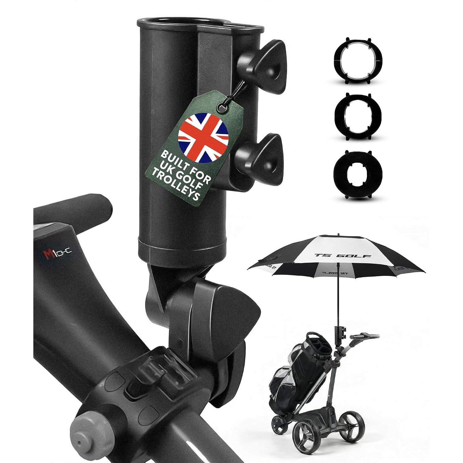 TS Golf Umbrella Holder Motocaddy / Powakaddy adjustable golf umbrella holder fits all Models | Universal motocaddy / powakaddy umbrella holder | golf cart accessories | golf trolley umbrella holder