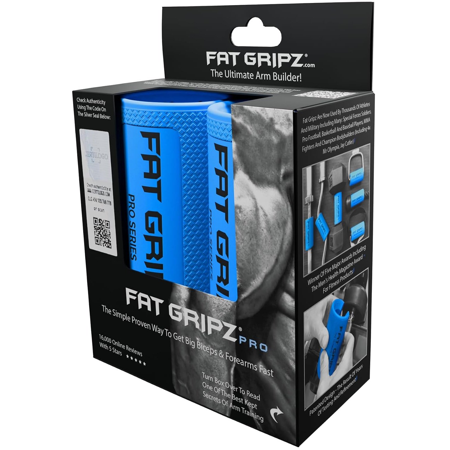 Fat Gripz - Grip Strength Trainer And Arm Builder (4x Men’s Health Award Winner) (Pro 2.25”)