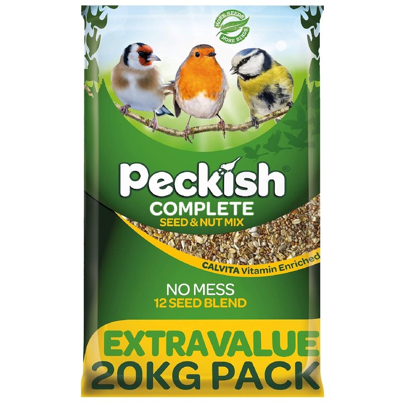 Peckish 60051246 Complete Seed and Nut No Mess Wild Bird Food Mix, 20 kg, Natural