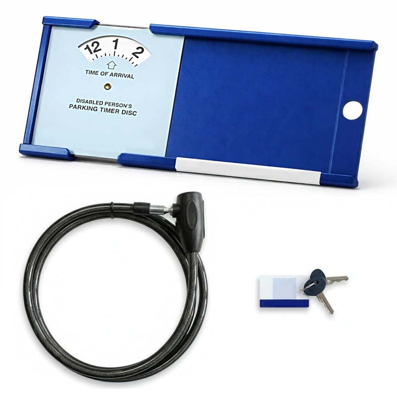 Anti Theft Blue Badge Disabled Holder Lock Security Protector Device for Car with Timer Clock - Suitable for Disability Parking Permit Secure Wallet Guard - Attach via Steering Wheel