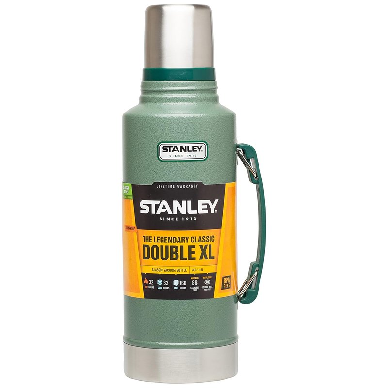 Stanley 1913 Classic Legendary Thermal Flask 1.9L - Keeps 32 Hours Hot Or Cold - Stainless Steel Insulated Bottle - BPA-Free - Dishwasher Safe - Leakproof Lid Serves As A Cup - Hammertone Green