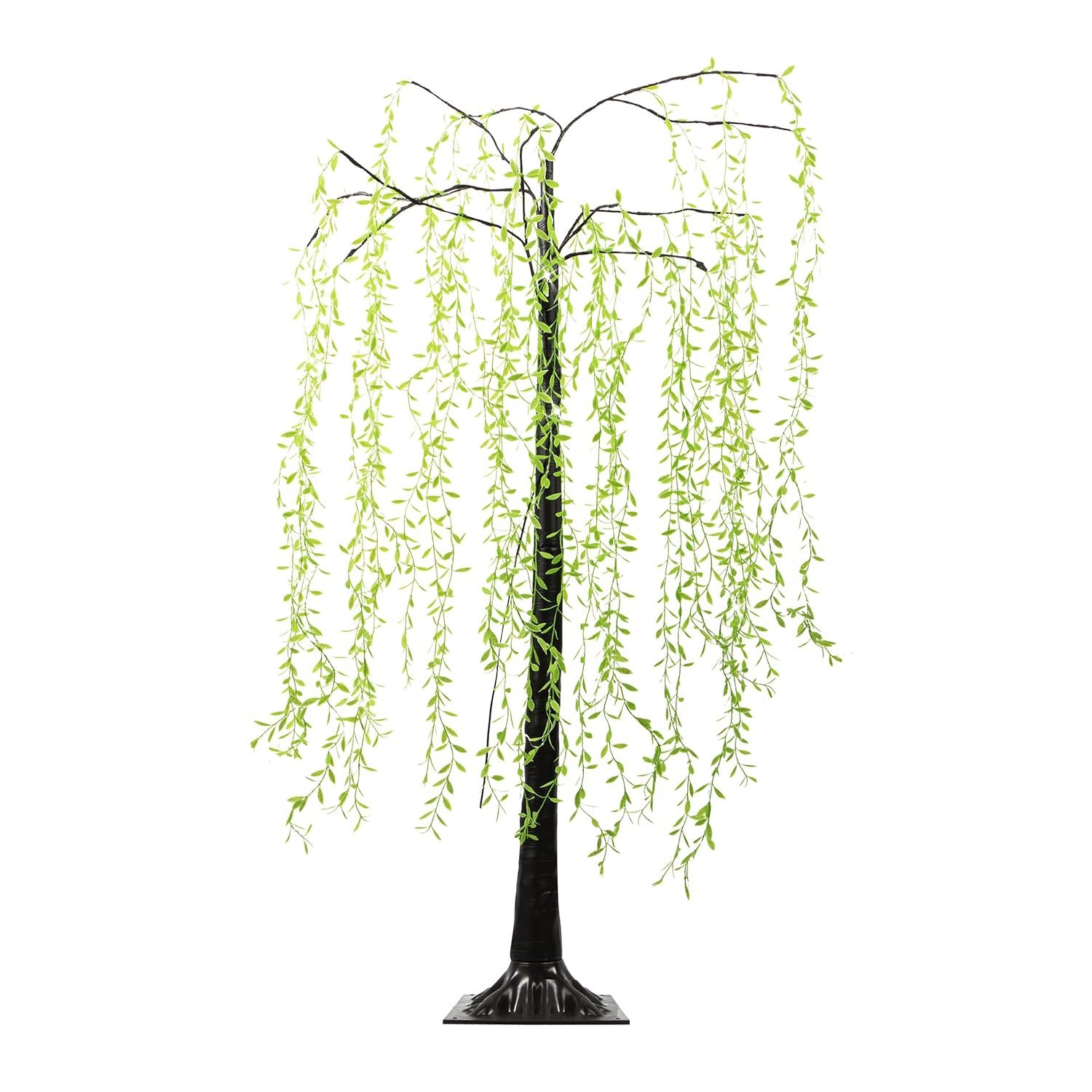 Gardenwize - 1.5m Solar Willow Tree Lights with 120 Warm White LEDs, Outdoor Solar Powered Garden Tree Light with Steady or Flash Mode, Decorative Garden Light