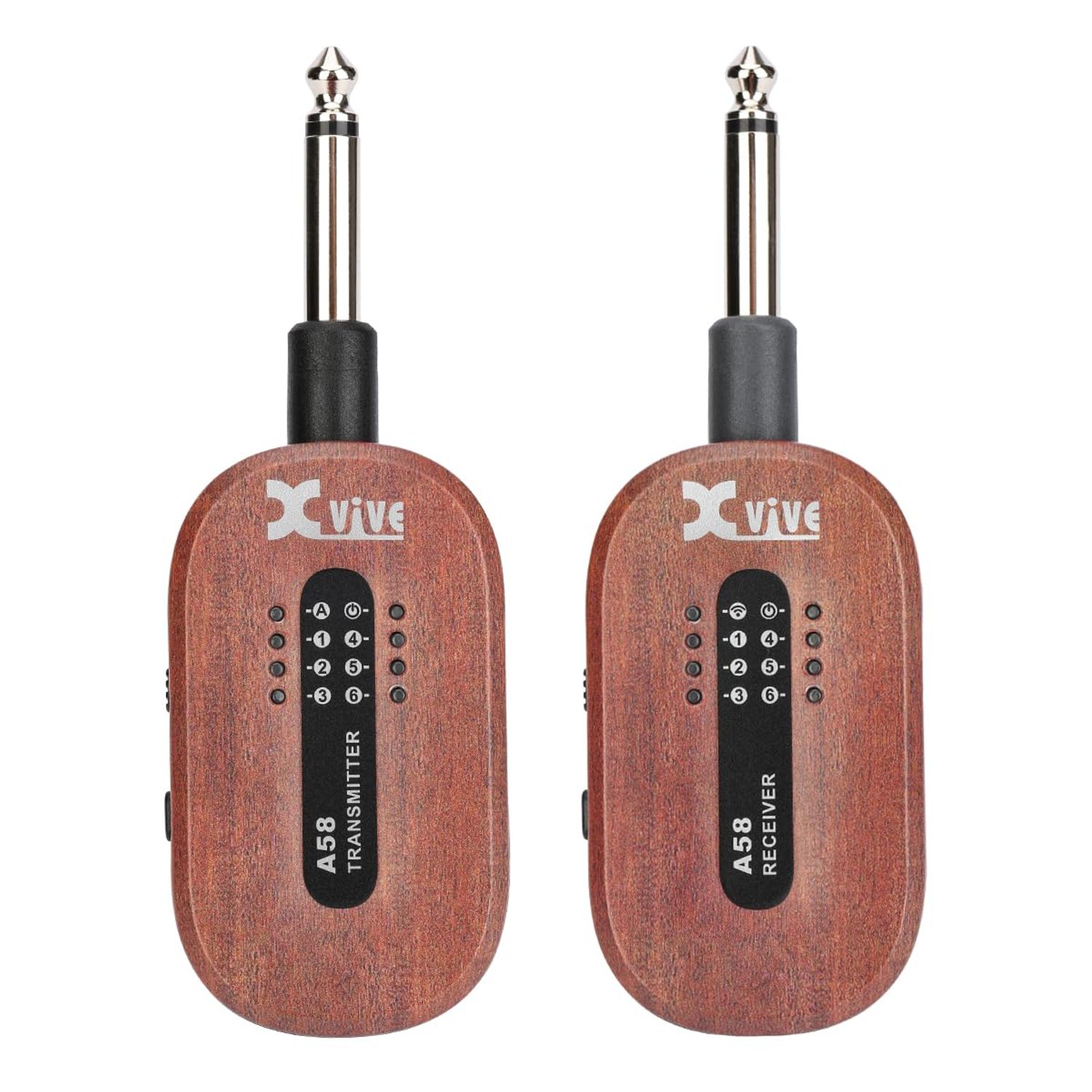 Xvive A58 Wireless Guitar System 5.8G Set with Transmitter and Receiver for Guitar with Active or Passive Pickup(Mahogany)
