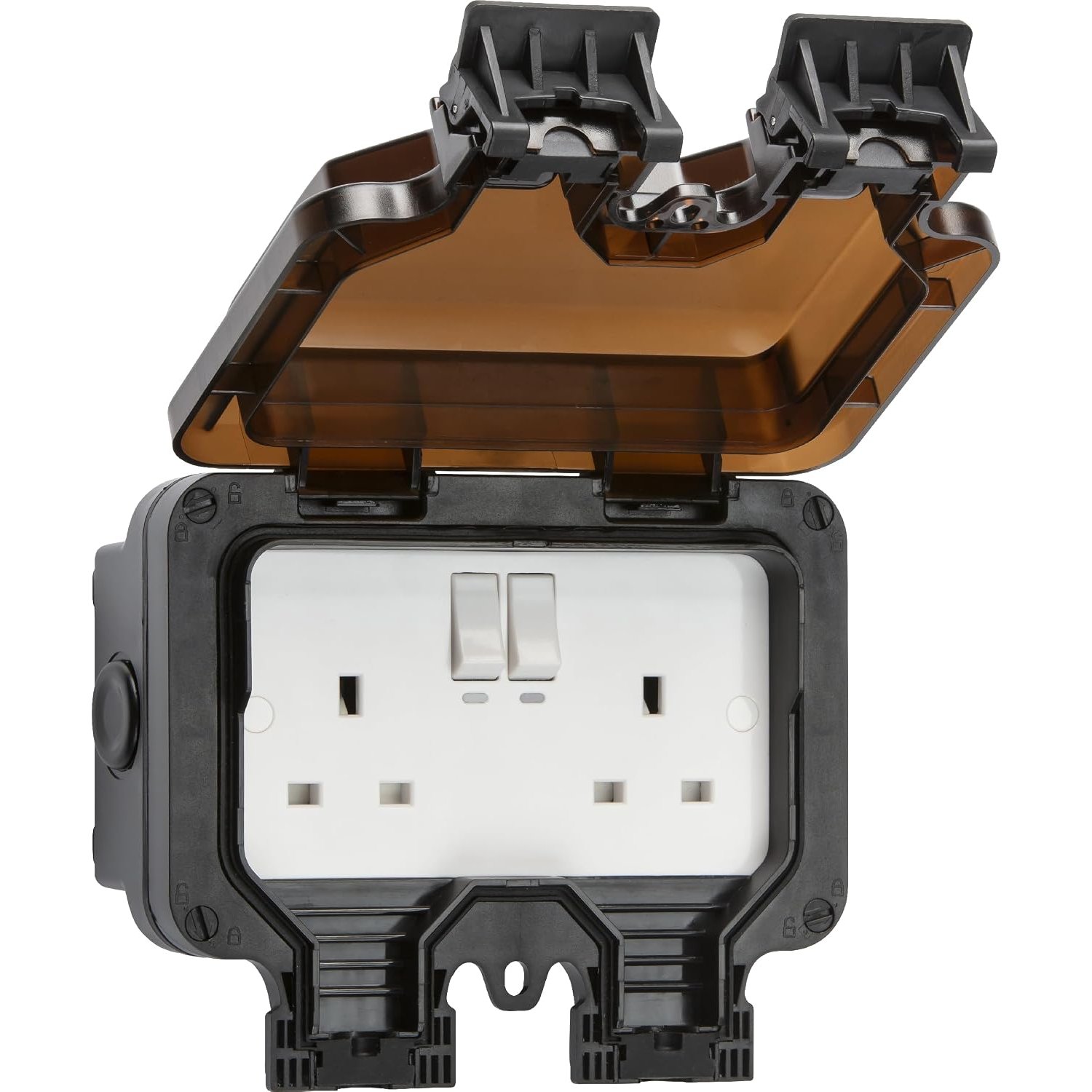 Smart WiFi Waterproof Outdoor Double Socket - Certified Works with Alexa + Certified Works with Google Assistant, Black