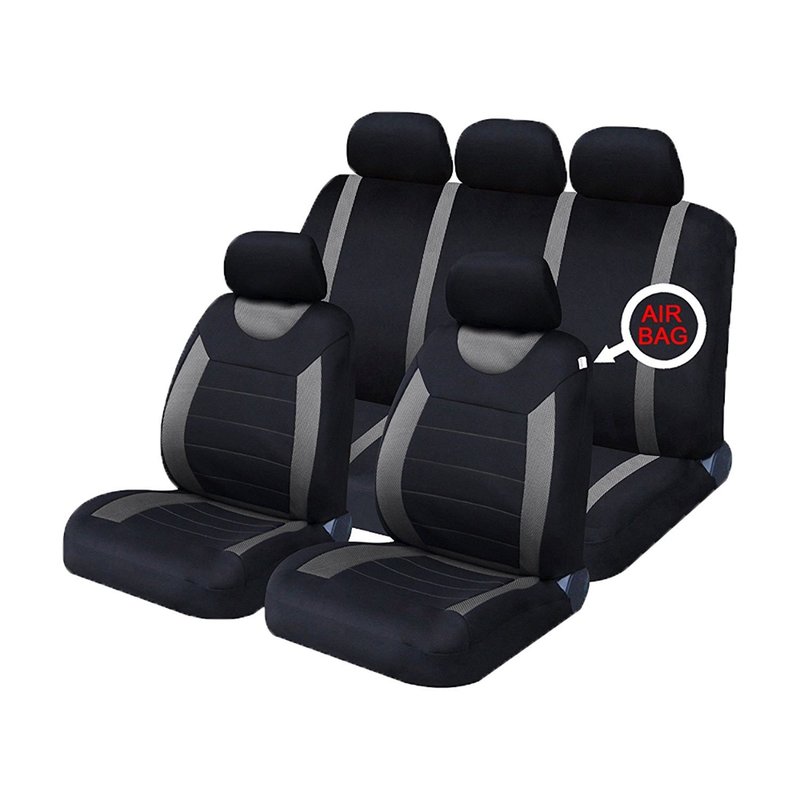 Xtremeauto® Classic Car Seat Covers Set Front & Rear complete with headrest Covers (Grey)