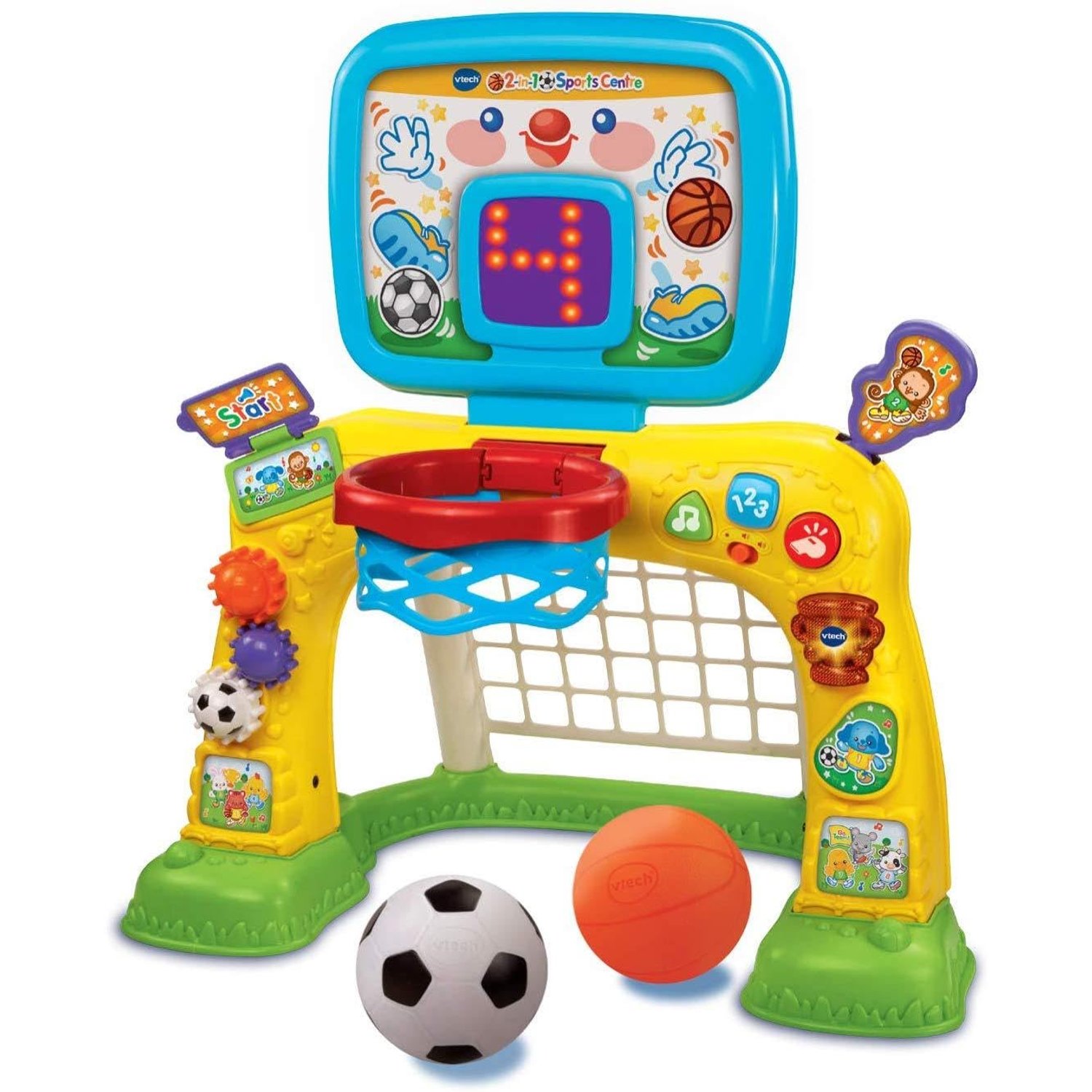 VTech 3-in-1 Sports Centre, Baby Interactive Toy with Colours and Sounds, Learning with Role-Play, Suitable for Baby Boys & Girls from 12 to 36 Months (Yellow/Blue), English Version