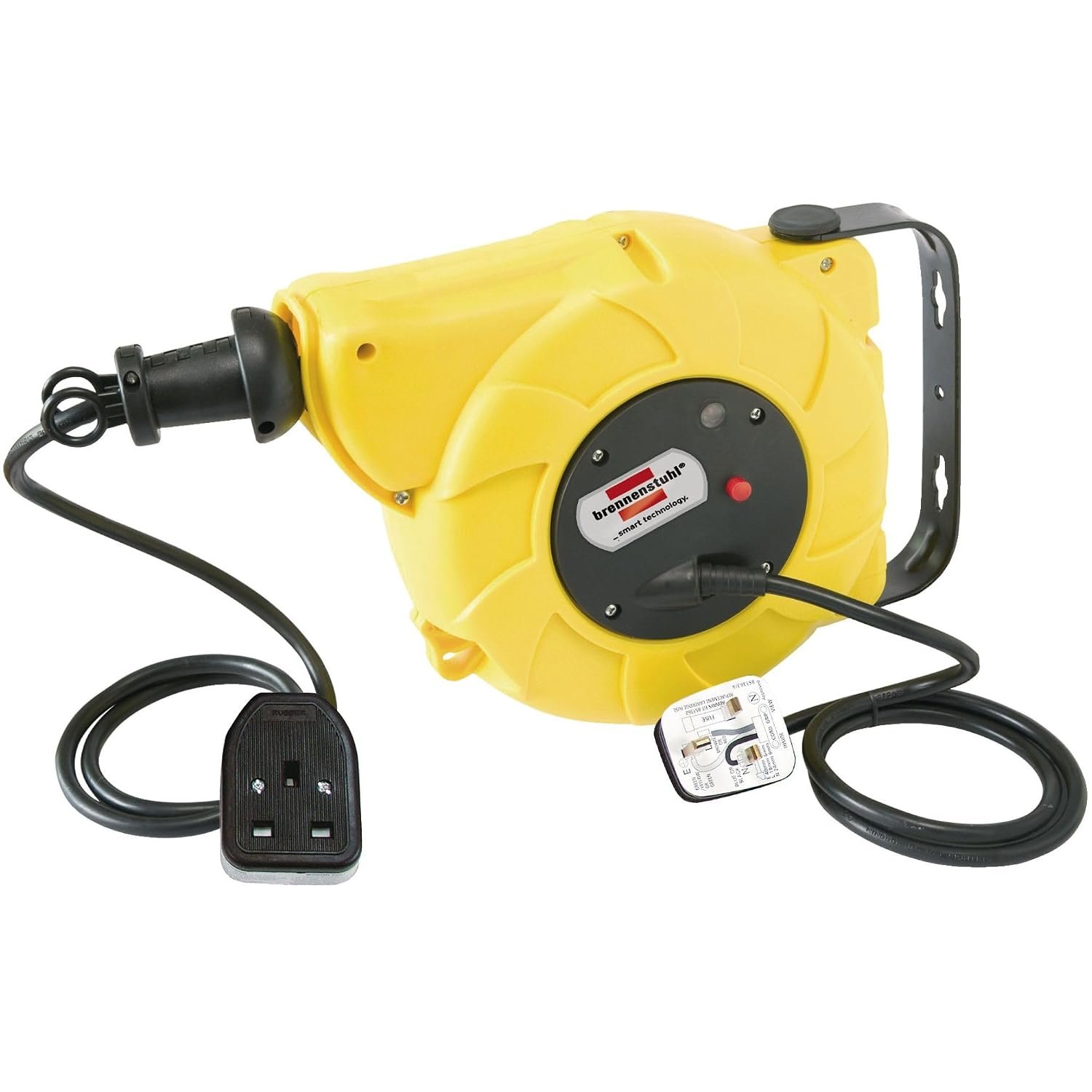Brennenstuhl Automatic cable reel for wall or ceiling mounting (9+2m retractable cable, robust plastic casing, electrical rewind, slewable up to 180°)