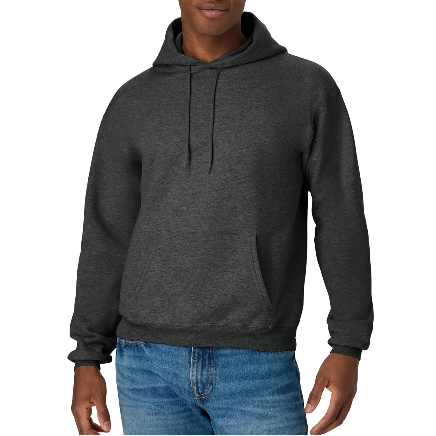 Hanes Men's EcoSmart Hoodie, Midweight Fleece, Pullover Hooded Sweatshirt, Charcoal Heather, 3XL