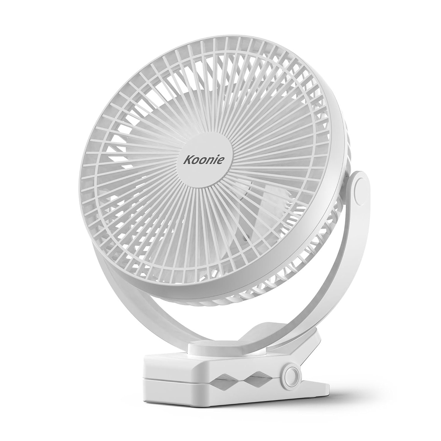 Koonie 10000mAh Clip on Fan, Portable USB Desk Fan 4 Speeds, Strong Airflow,8 Inch Silent Fans 360° Rotate Sturdy Clamp for Office, Desk, Golf Car, Outdoor, Travel, Camping, Tent, Gym, Treadm
