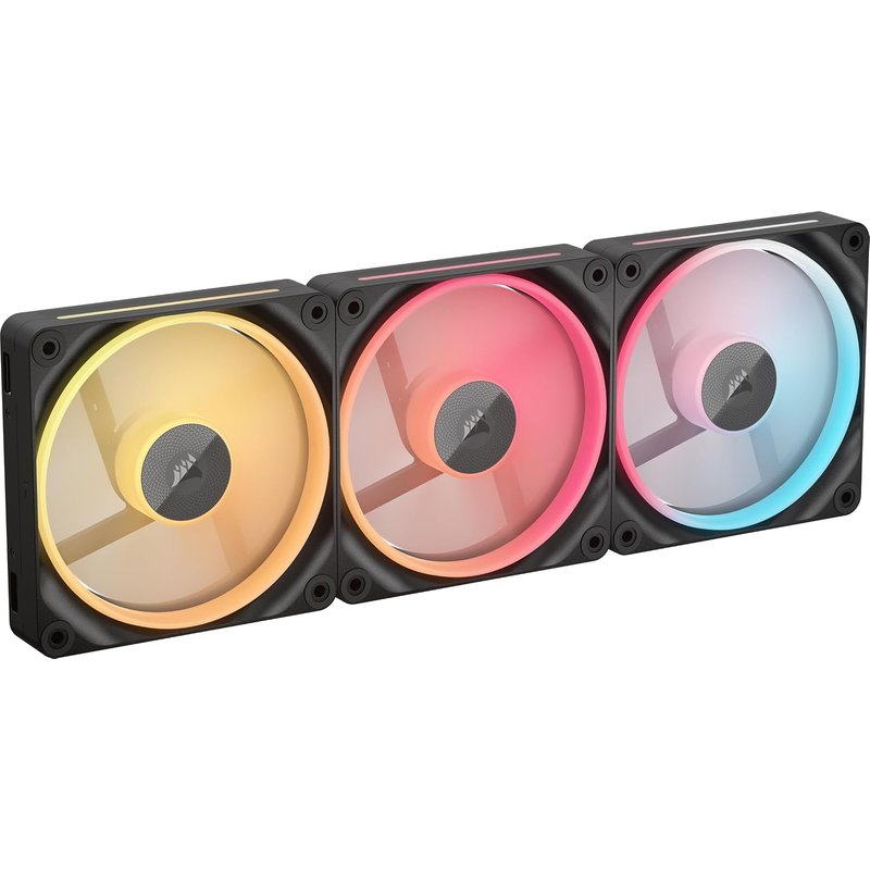 Corsair iCUE LINK LX120-R RGB 120mm PWM Reverse Fans – Triple Fan Kit – Low-Noise, Magnetic Dome Bearing, Dual Light Loops, QuikTurn™ Screws, Zero RPM Mode – Black