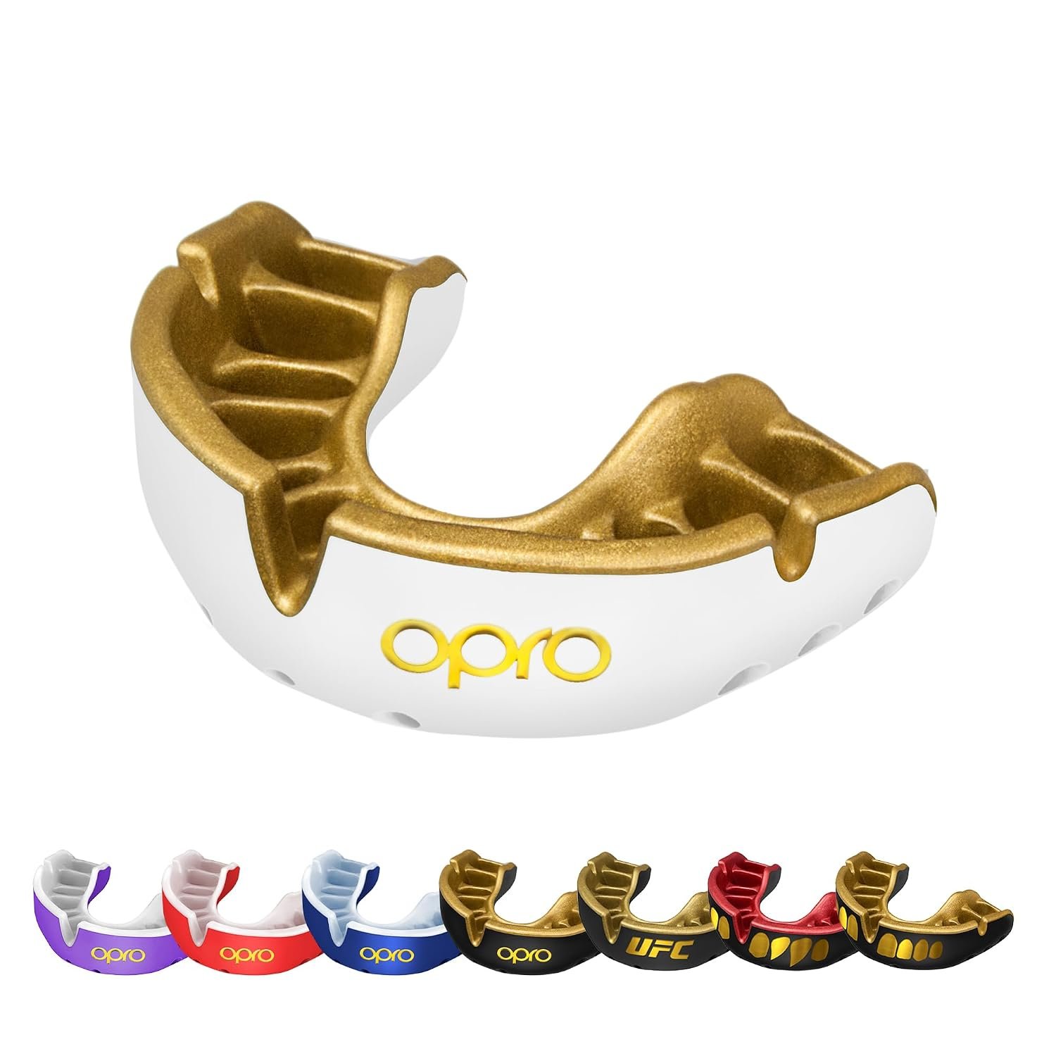 OPRO Gold Level Mouthguard Premium Fit - Gum Shield Adult and Kids - OPRO Mouth Guard Boxing and MMA, Easy Self-Fit Gum Shield Rugby and Hockey - Premium Protection with Dental Warranty