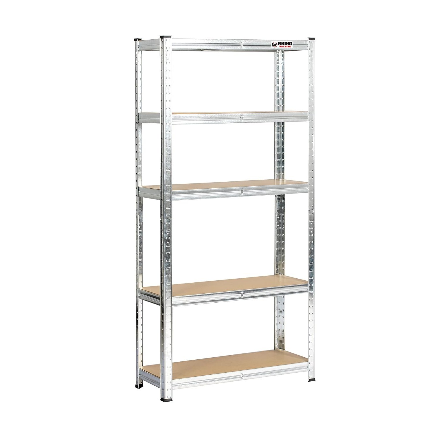 Rhino Racking - 4 Bays - 5 Tier Heavy-Duty Industrial Storage Shelves - Galvanised - 150x75x30cm