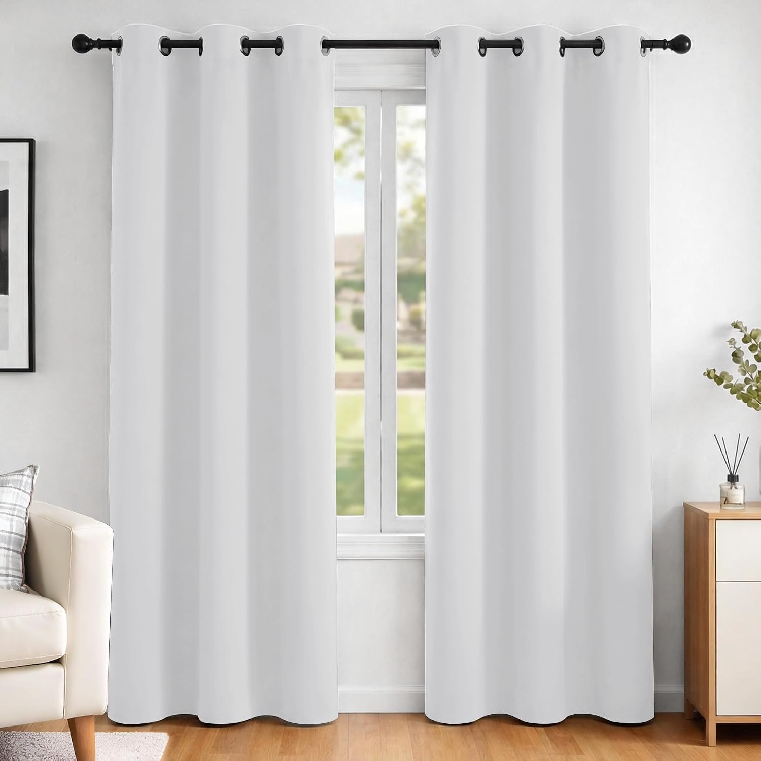 Deconovo Window Treatments Eyelet Thermal Insualted Room Darkening Curtains Energy Saving Curtains for Kids Bedroom Silver Grey 42 x 84 Inch 2 Panels