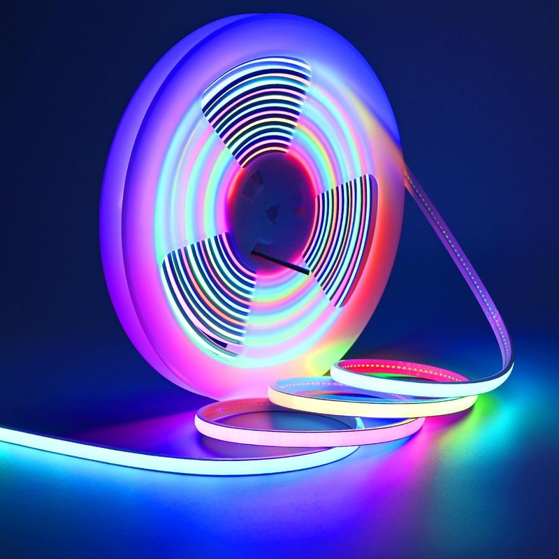GOMING 24V 10M WS2811 Neon RGB COB LED Strip Addressable IP67 Waterproof with Controller and 24V 200W Power Supply 576 LEDs/M 16W/M Uniform Glow Flexible Self-Adhesive LED Tape for DIY Home Decor