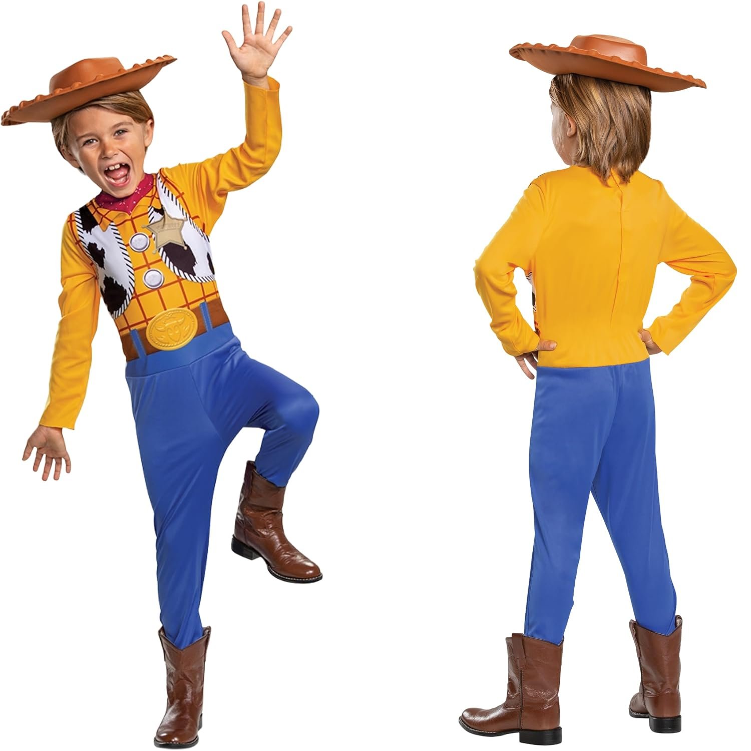 Disney Official Classic Woody Costume for Kids includes Woody Hat, Kids Cowboy Costume, Woody Fancy Dress Up Outfit, Toy Story Costume, World Book Day Costumes for Boys XS