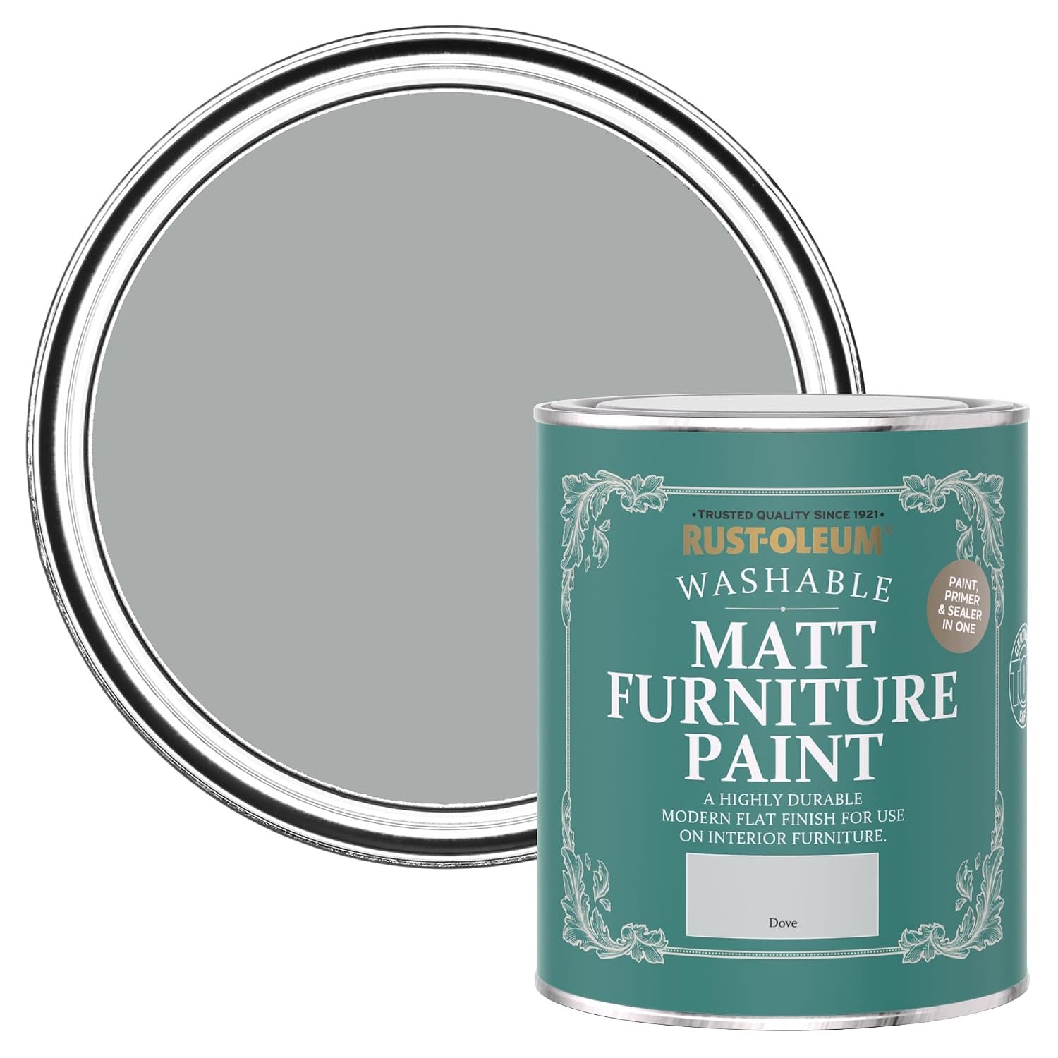 Rust-Oleum Light Grey Furniture & Skirting Board Paint in Matt Finish - Dove 750ml