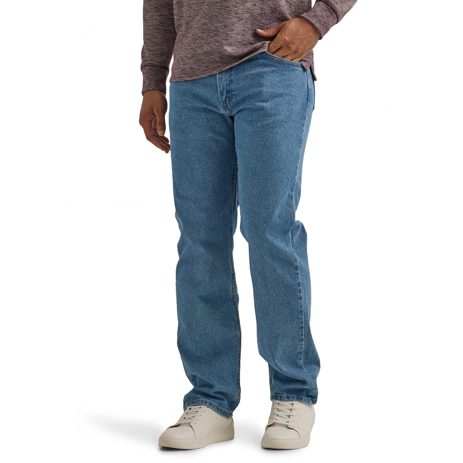 Wrangler Authentics Men's Classic 5-Pocket Regular Fit Jean, Light Stonewash Flex, 38W x 30L
