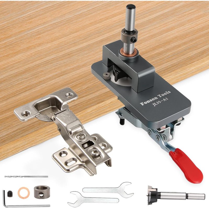 35mm Concealed Door Hinge Jig,Aluminum Alloy Accurate Locking Cabinet Hinge Hole Drilling Jig,for Door Concealed Installation Household Tools Aluminum Alloy Hole Opener (Aluminium 35)