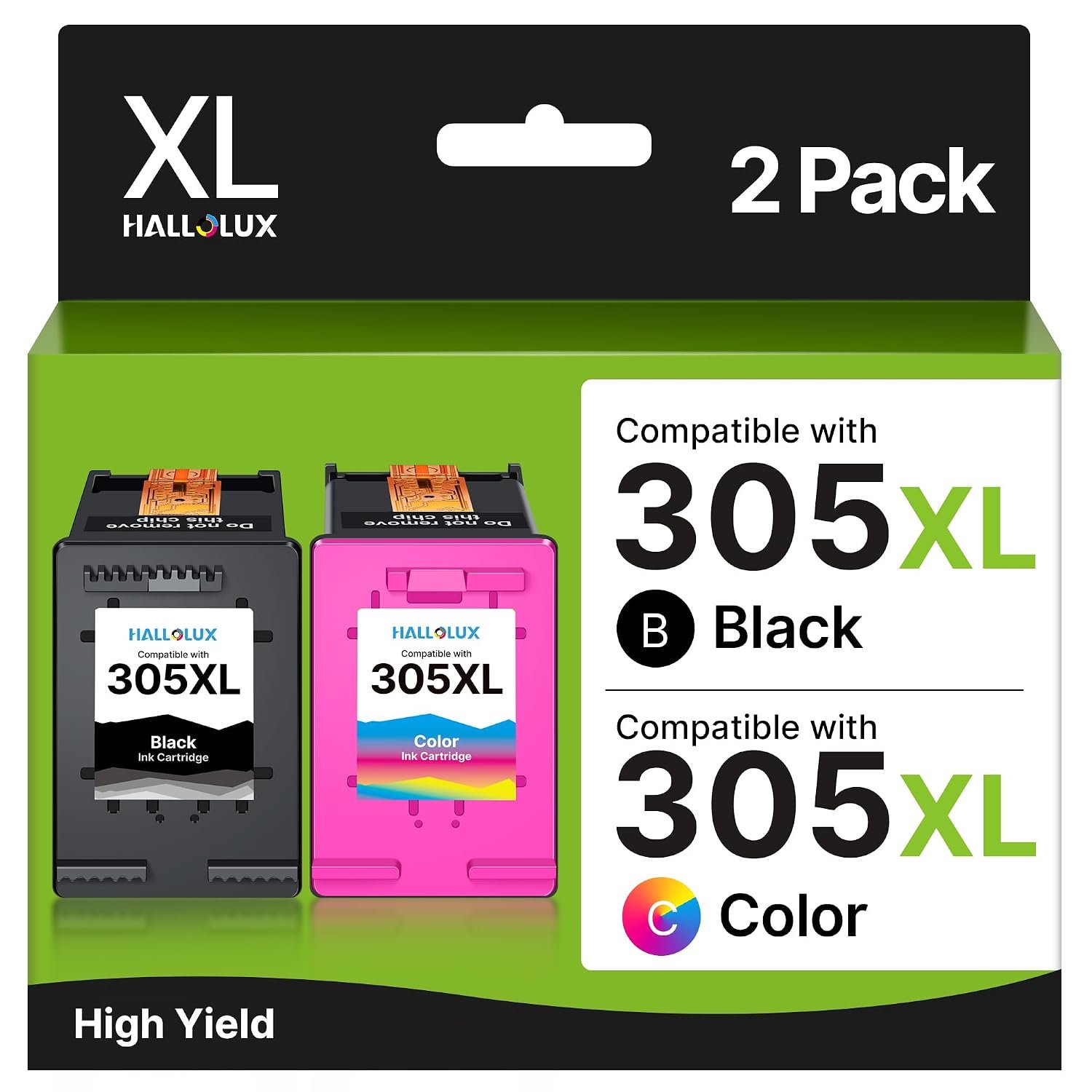 305XL Ink Cartridges for HP 305 Ink Cartridge Black and Colour Compatible with HP Envy 6000 6020e 6032e 6452e, Pro 6420 6422, DeskJet 2700 2700e 2710e 2722e 2800e Plus 4100 4120 Printer (2 Pack)