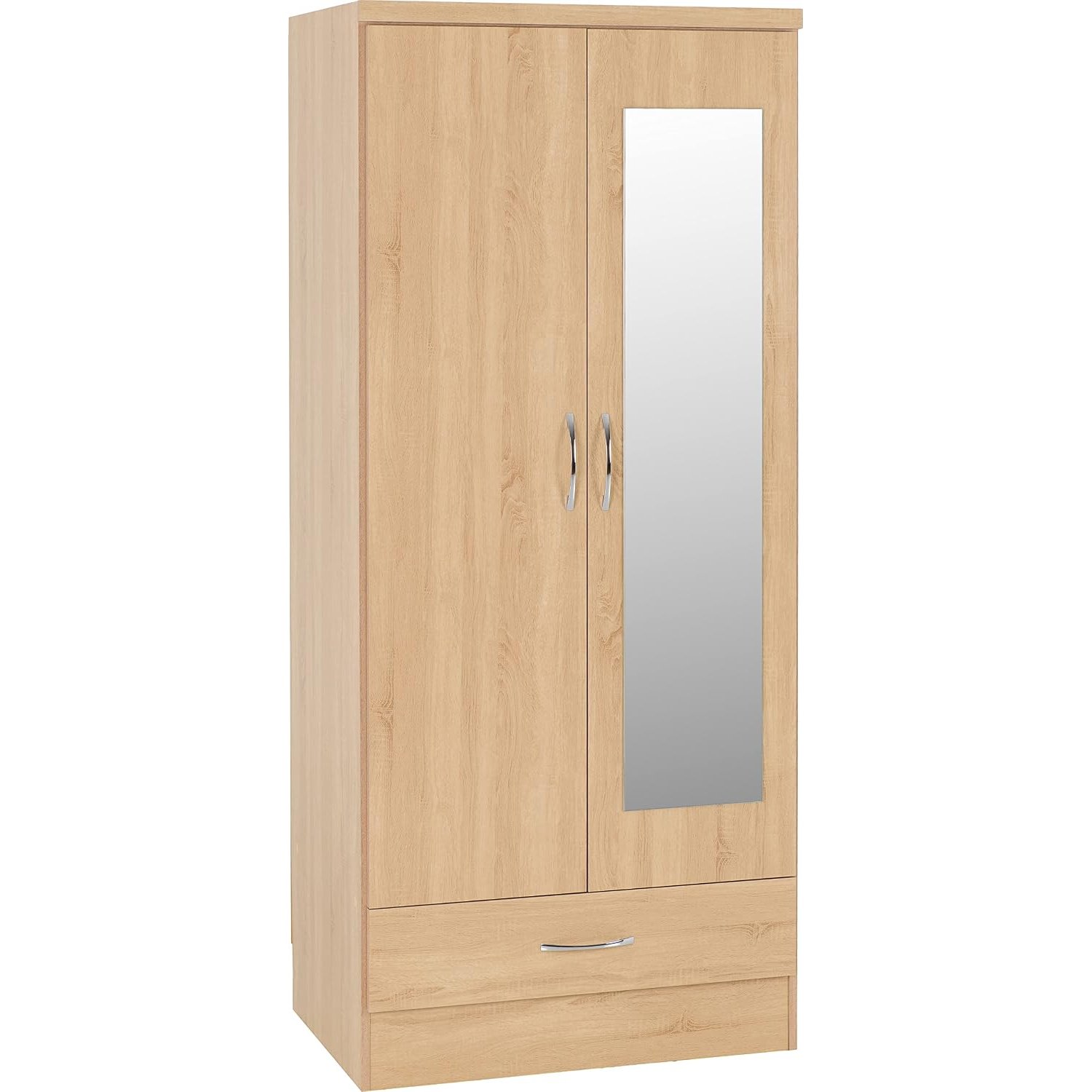Seconique Nevada Mirrored 2 Door Wardrobe in Sonoma Oak Effect