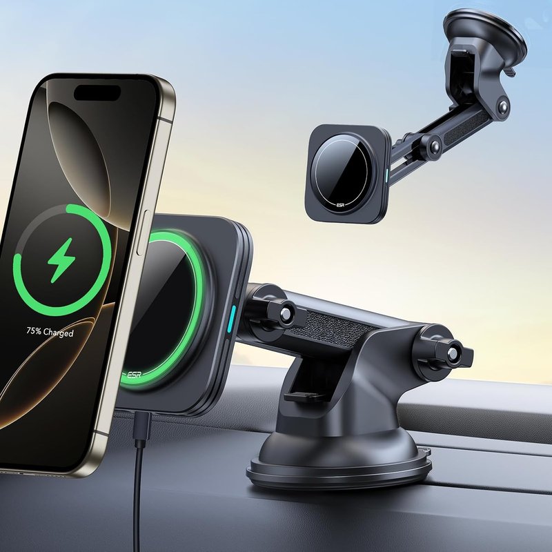 ESR for 15W MagSafe Car Mount Charger, Dashboard/Windshield Suction Cup Magnetic Wireless Charger for iPhone 17e Air 17 Pro Max 16 15 14 Plus 13 12, Galaxy S25/S26 Series, Pixel 10, Fast Charging